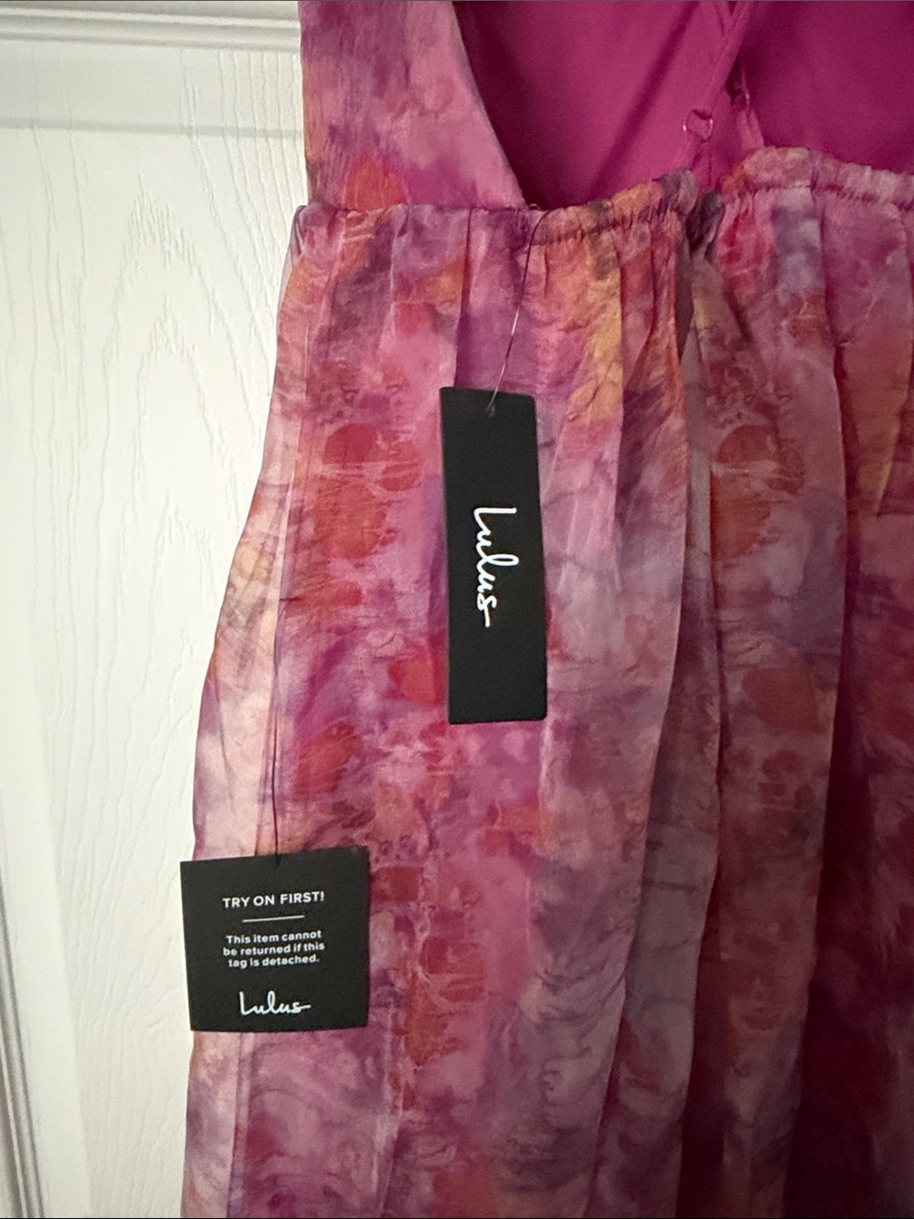 Lulu's Pink & Purple Floral V-Neck Spaghetti Strap Maxi Dress - Picture 4 of 7